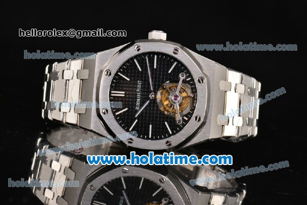 Audemars Piguet Royal Oak Tourbillon 41MM Swiss ST Tourbillon Manual Winding Full Steel with Black Dial and Stick Markers - Click Image to Close